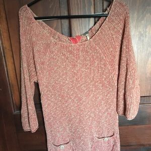 Free People Long Line Orange Sweater